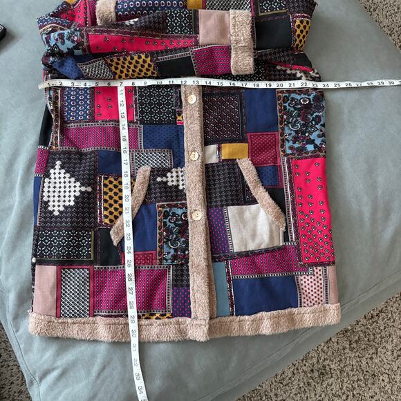 Cellabie Patchwork Coat 2XL Boho Fleece Phoebe Buffay Style Cottagecore Y2K - Picture 11 of 12